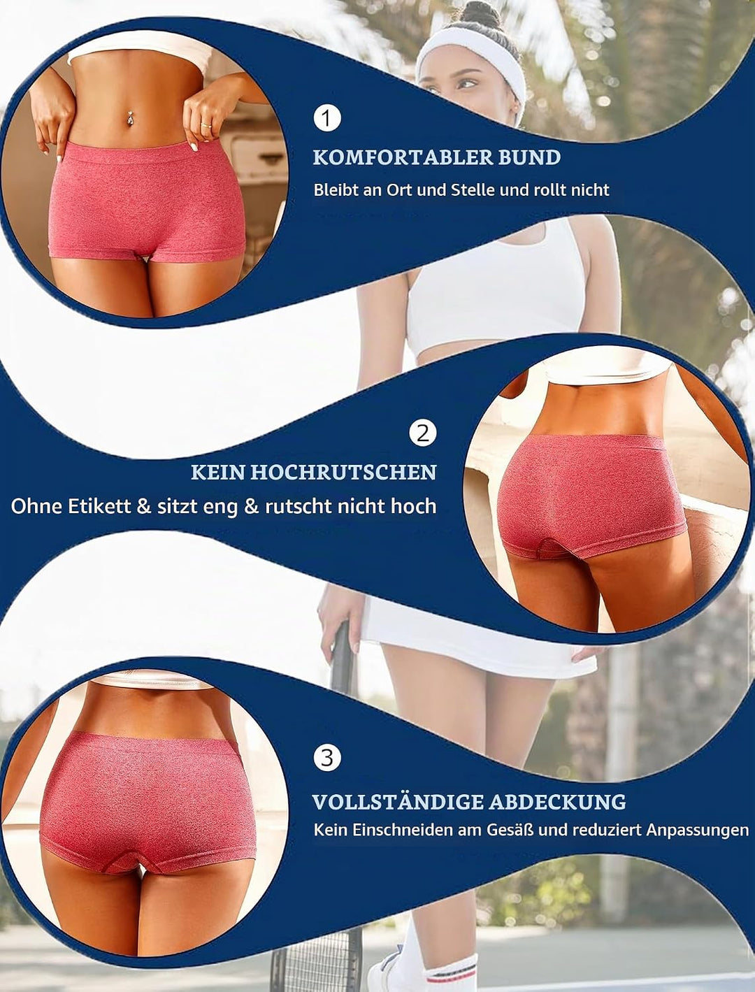 ALL OF ME 4er Pack Boxershorts Damen Boyshorts Damen Hohe Taille Hipster Unterwäsche Panties Frauen