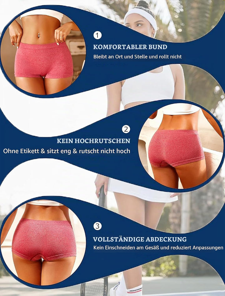 ALL OF ME 4er Pack Boxershorts Damen Boyshorts Damen Hohe Taille Hipster Unterwäsche Panties Frauen
