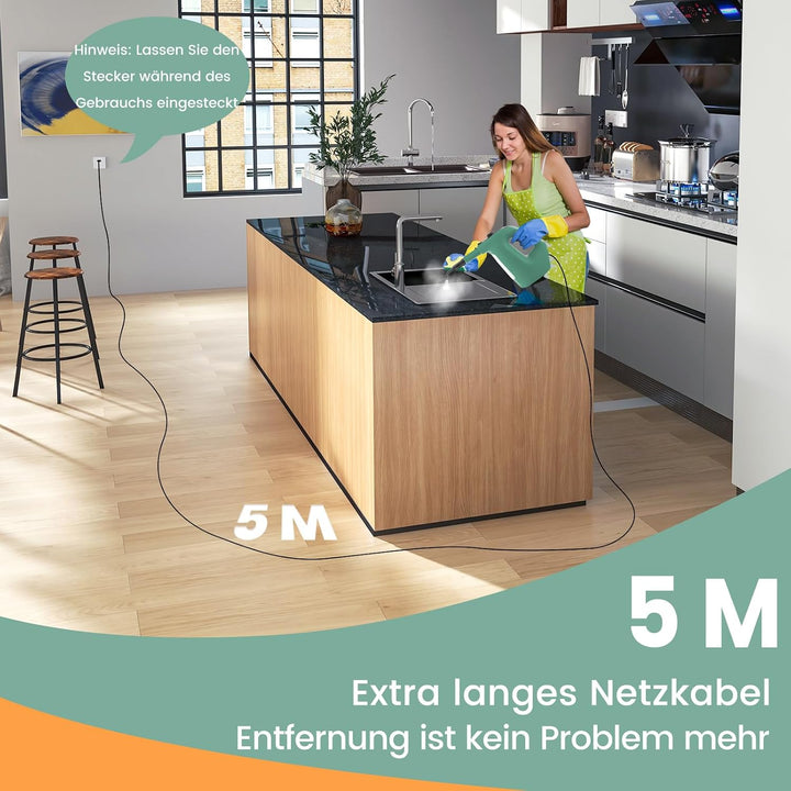 COSTWAY Dampfreiniger 1500W, Tank: 400 ML, Temperatur: bis zu 125℃, Aufheizzeit: 1 min., Dampfdruck: