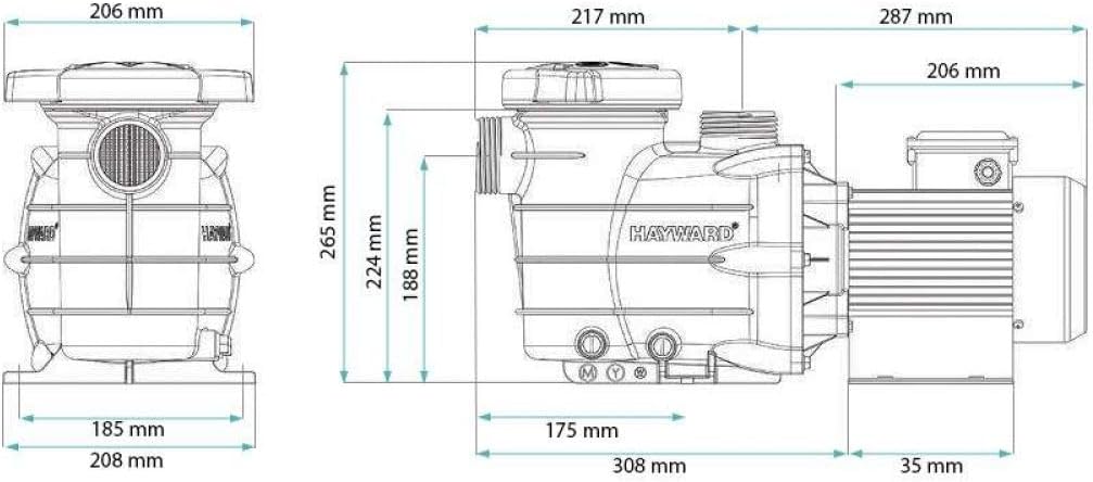 Poolpumpe – Powerline 0,75 PS – Mono – IE2 – 13 m³/h Hayward