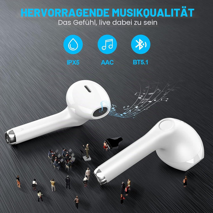 yobola Bluetooth Kopfhörer In Ear, Kopfhörer Kabellos Bluetooth 5.1 HiFi Stereoklang, IPX5 Wasserdic