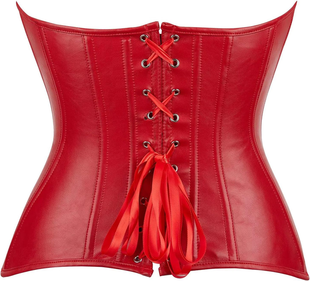 Josamogre Korsett Damen Kleid Leder Corsage Top Leather Corset Dress Sexy Oberteil Reissverschluss S