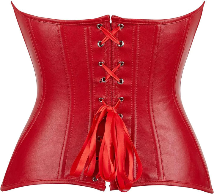 Josamogre Korsett Damen Kleid Leder Corsage Top Leather Corset Dress Sexy Oberteil Reissverschluss S