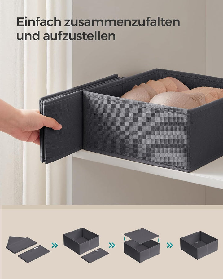 SONGMICS Aufbewahrungsbox für Schublade, 12er Set, Schubladen Organizer, Faltbox, Unterwäsche Organi