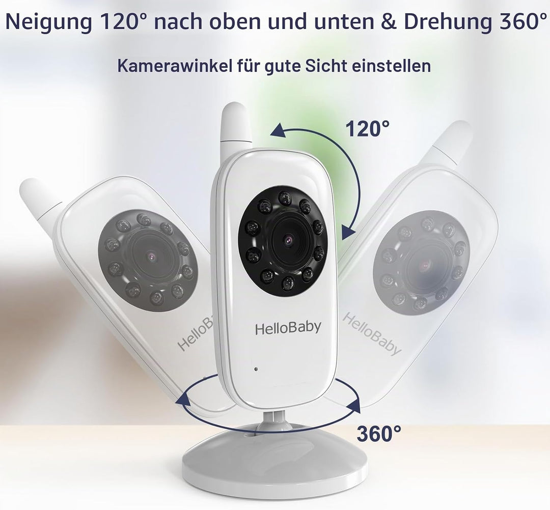 HelloBaby HB2438 Baby Monitor with Camera, Video Baby Monitor Without WiFi, 3.2 Inch Screen, Wired C