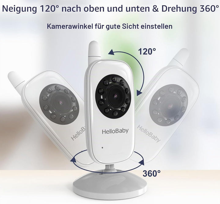 HelloBaby HB2438 Baby Monitor with Camera, Video Baby Monitor Without WiFi, 3.2 Inch Screen, Wired C