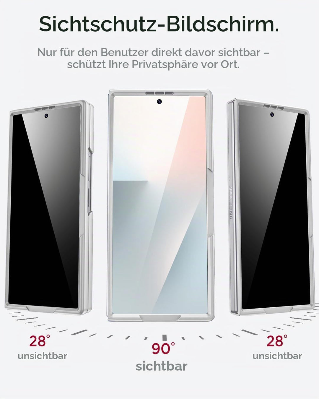 Miimall Handyhülle Kompatibel mit Samsung Galaxy Z Fold 7 Hülle mit Ständer, [Privacy Displayschutz]