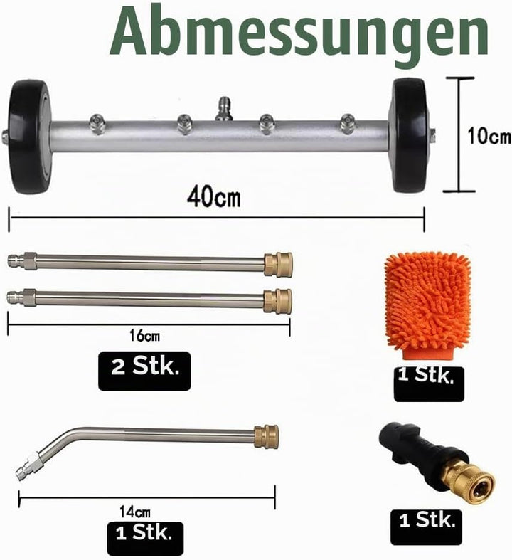 Unterbodenwäsche Auto für Hochdruckreiniger, Auto Hochdruck Unterbodenreiniger mit 3 Verlängerungsro