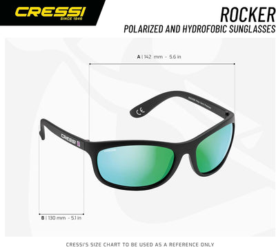 Cressi Unisex Erwachsene Rocker Sonnenbrille Für Sport Schwarz/Verspiegelt Linsen Grün Ultra Flex, S