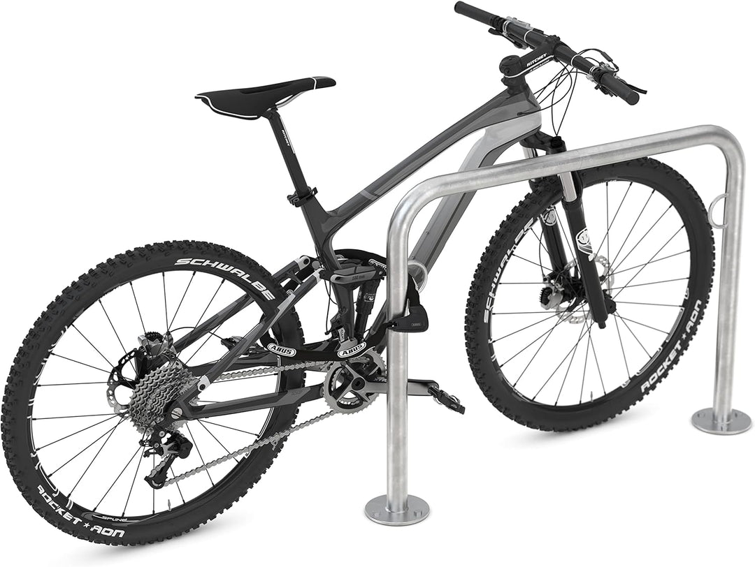 Fahrradanlehnbügel Trust 11, 3er Pack, zum Aufdübeln | 750mm | mit Ringösen | Fahrradständer für 2 F