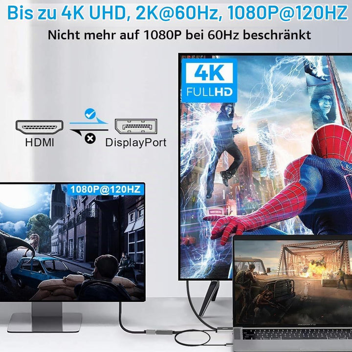 AXFEE HDMI auf DisplayPort Adapter, 1.8m 4K@60Hz HDMI auf DisplayPort Stecker Konverter, HDMI Ausgan