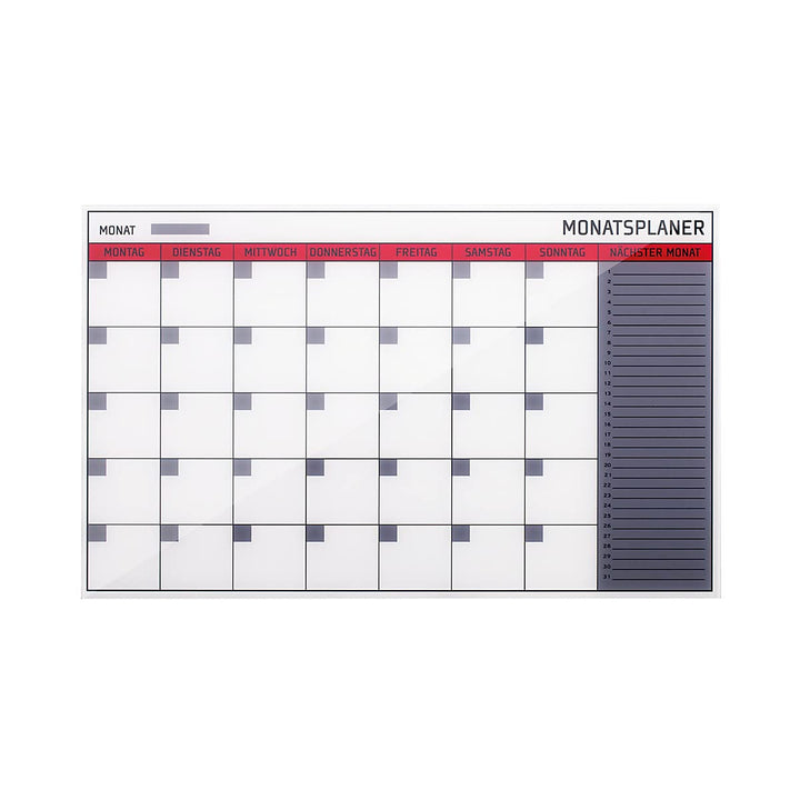 Bi-Office Glas Monatsplaner, Magnetisch, Rahmenlos, 78 x 48 cm