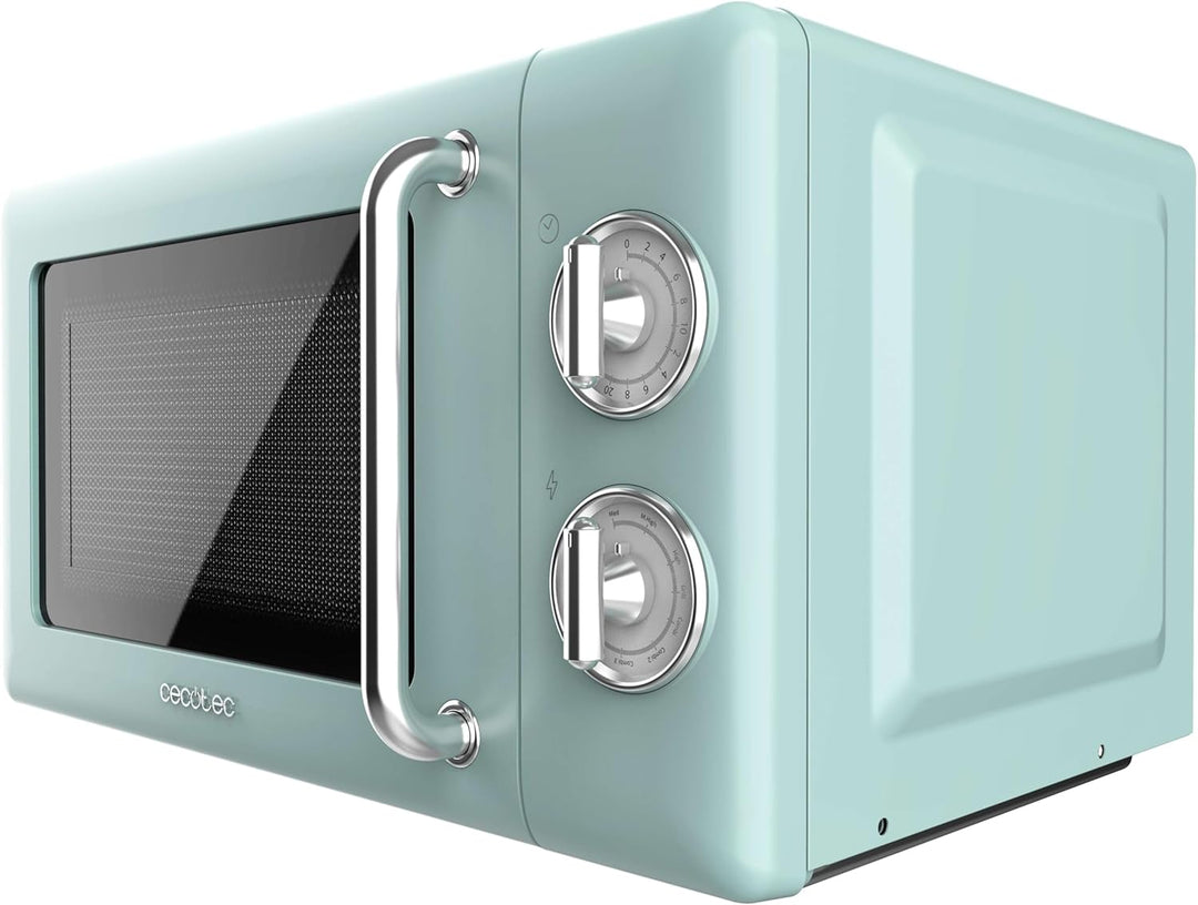 Cecotec Mikrowelle mit Grill Proclean 3110 Retro Green Mechanische, 700 W in 6 Stufen, Timer bis zu