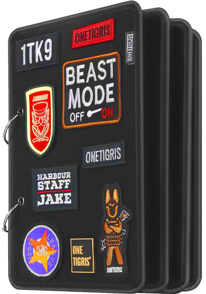 OneTigris Flippage Patchbuch 27,9 x 20,3 cm mit Romovable Metallringbüchern (schwarz), Schwarz