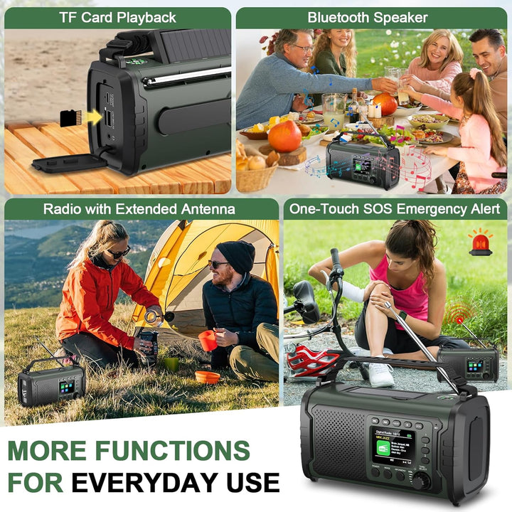 27000mAh DAB+/FM Notfallradio mit Powerbank – Tragbares Solar- & Kurbelradio mit Bluetooth 5.3, SOS,