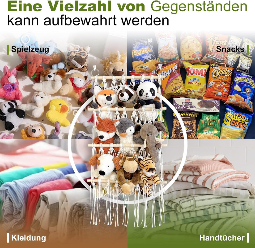 4 Etagen Spielzeug Netz, Kuscheltier Aufbewahrung, Stofftier Platzsparende Plüschtier Aufbewahrung f