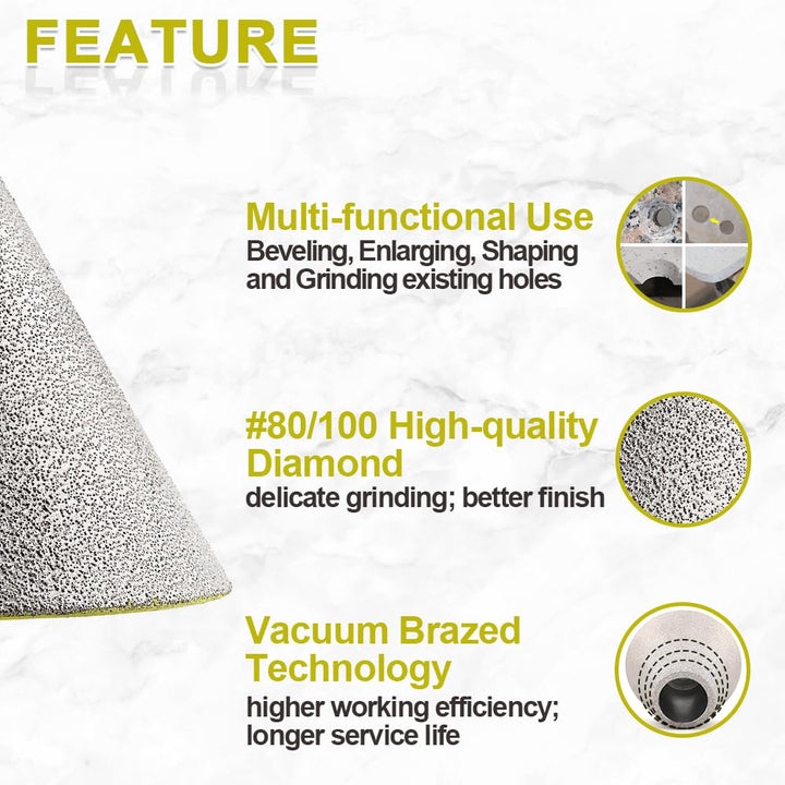 Diamant Fasenbohrer 82mm Fliesenfräser SANLEETEK - Anfasen, Formen, Vergrössern und Schleifen von Lö
