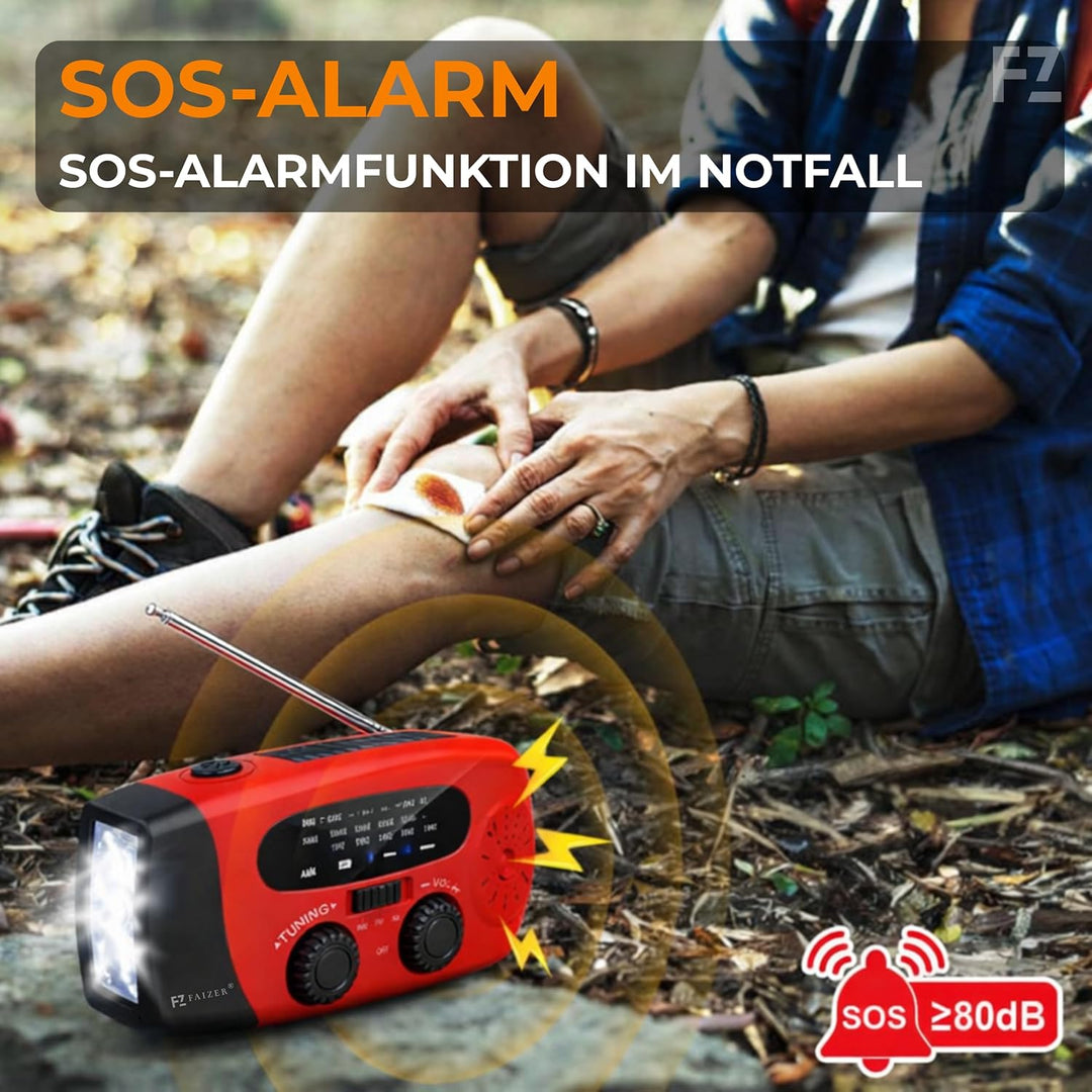 Survival-Radio, Solar-Dynamo, tragbar, wiederaufladbar, 2000 mAh, AM/FM, Dynamo-Taschenlampe, SOS-Fu