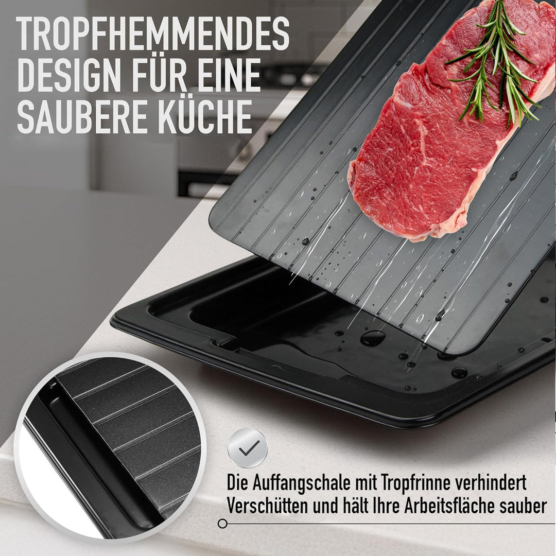 Schnellauftauplatte für Lebensmittel Aluminium Tablett 35,5 x 20,5 x 0,2 cm - Platte für Fleisch + F