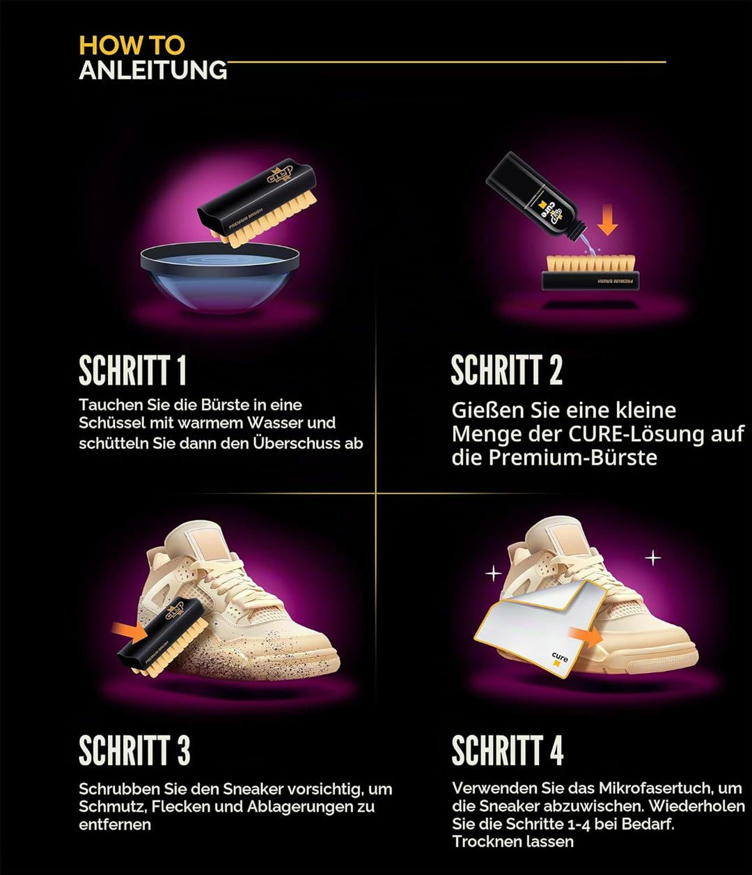 Crep Protect Shoe Cleaner - Sneaker Cleaning Kit With Solution, Shoe Brush & Microfiber Cloth for Sn