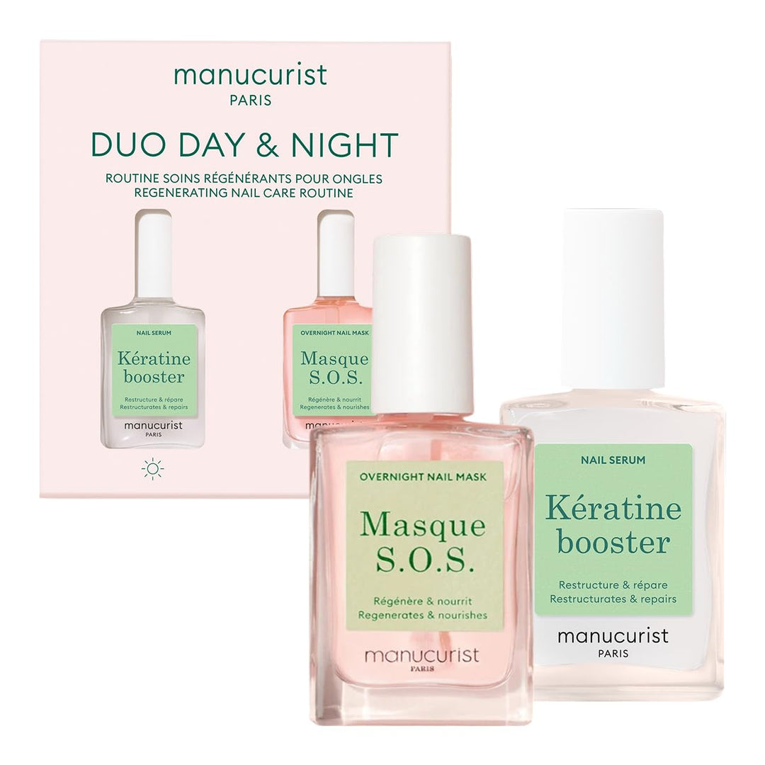 Manucurist Duo Day & Night – Routine für weiche oder geschädigte Nägel – Nagelset: 1 Nagelhärter und