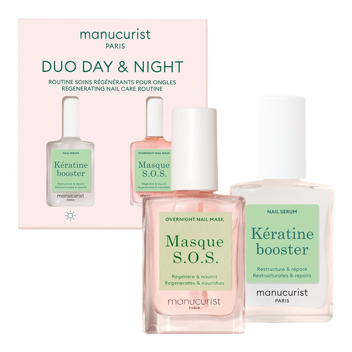 Manucurist Duo Day & Night – Routine für weiche oder geschädigte Nägel – Nagelset: 1 Nagelhärter und