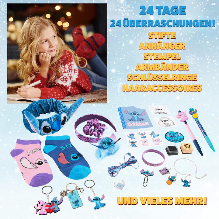 Disney Stitch Adventskalender 2023 Schreibwaren Lilo und Stitch Kinder: 24 Überraschungen mit Schrei