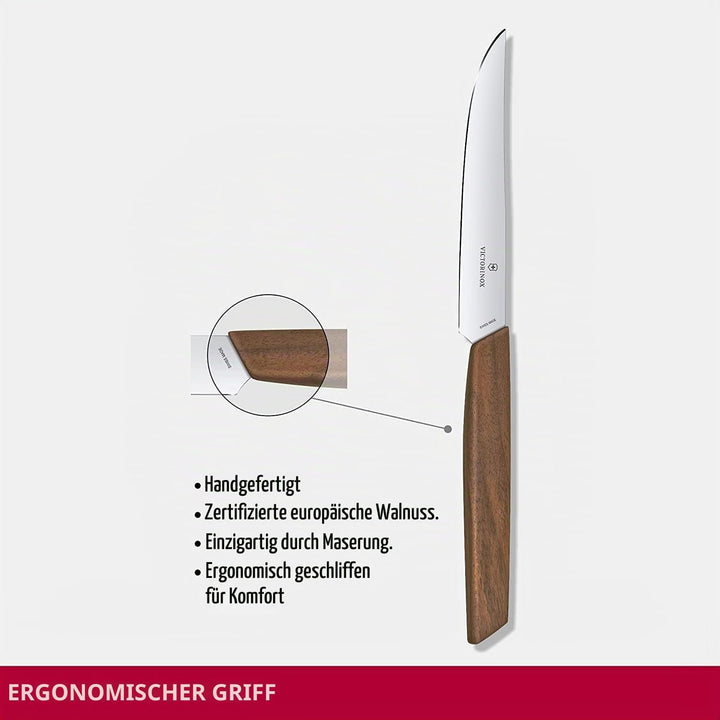 Victorinox, Swiss Modern, Profi Steakmesser-Set, 2-teilig, Extra Scharfe Klinge, gerader Schliff, 12