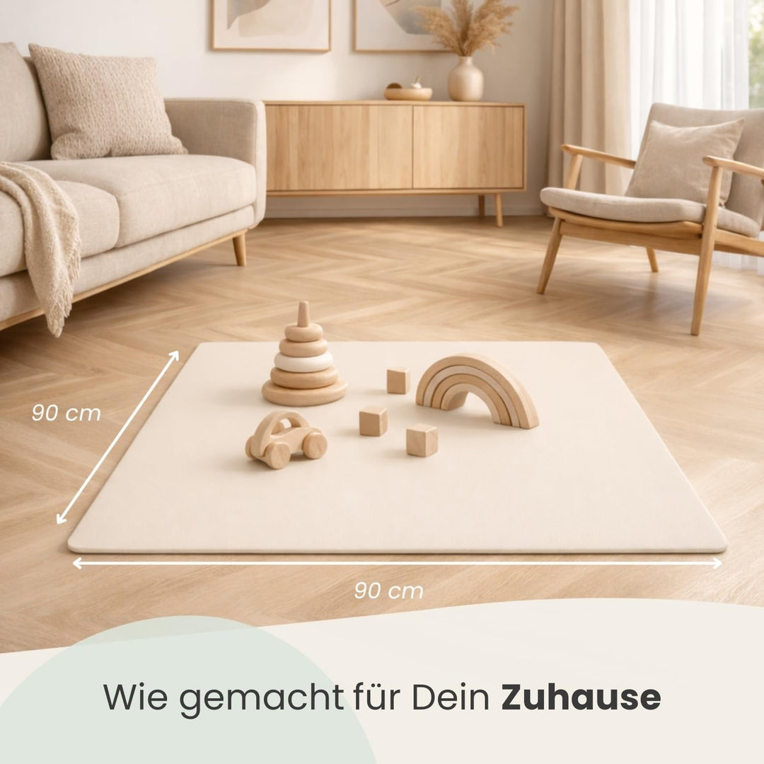 LittleTom Spielmatte Baby Puzzlematte mit Rand - 9 Matten je 30x30x1 cm Krabbelmatte 90x90 cm Bodenm