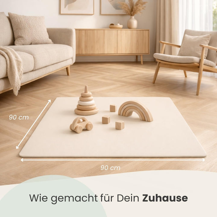 LittleTom Spielmatte Baby Puzzlematte mit Rand - 9 Matten je 30x30x1 cm Krabbelmatte 90x90 cm Bodenm