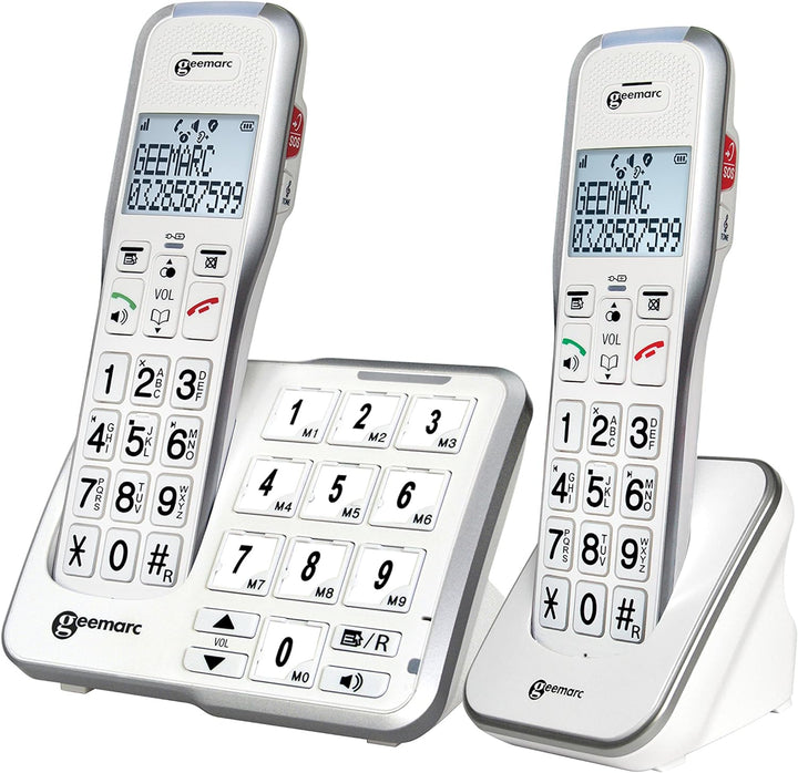Geemarc Amplidect 595 Photo Duo - Verstärkte Festnetztelefone mit SOS-Funktion, starkem Klingelton u