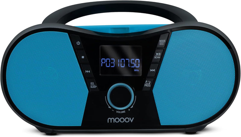 MOOOV 477412 CD-Player Sportman mit UKW-Radio, USB-Port, Sleep- und ID3-Funktionen Blue & Black, Blu