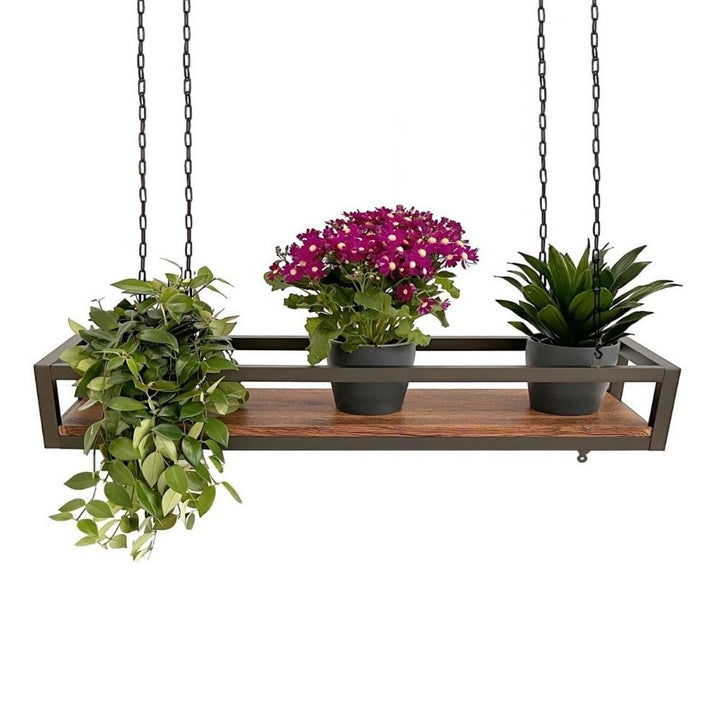 YELLOO - Pflanzenregal Indoor Outdoor, Balkon Deko, Blumenständer Metall Hängendes Regal mit Ketten