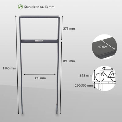 Fahrrad Anlehnbügel 1165x390mm Flachstahl zum Einbetonieren | Fahrradanlehnbügel, Fahrradanlehner, B