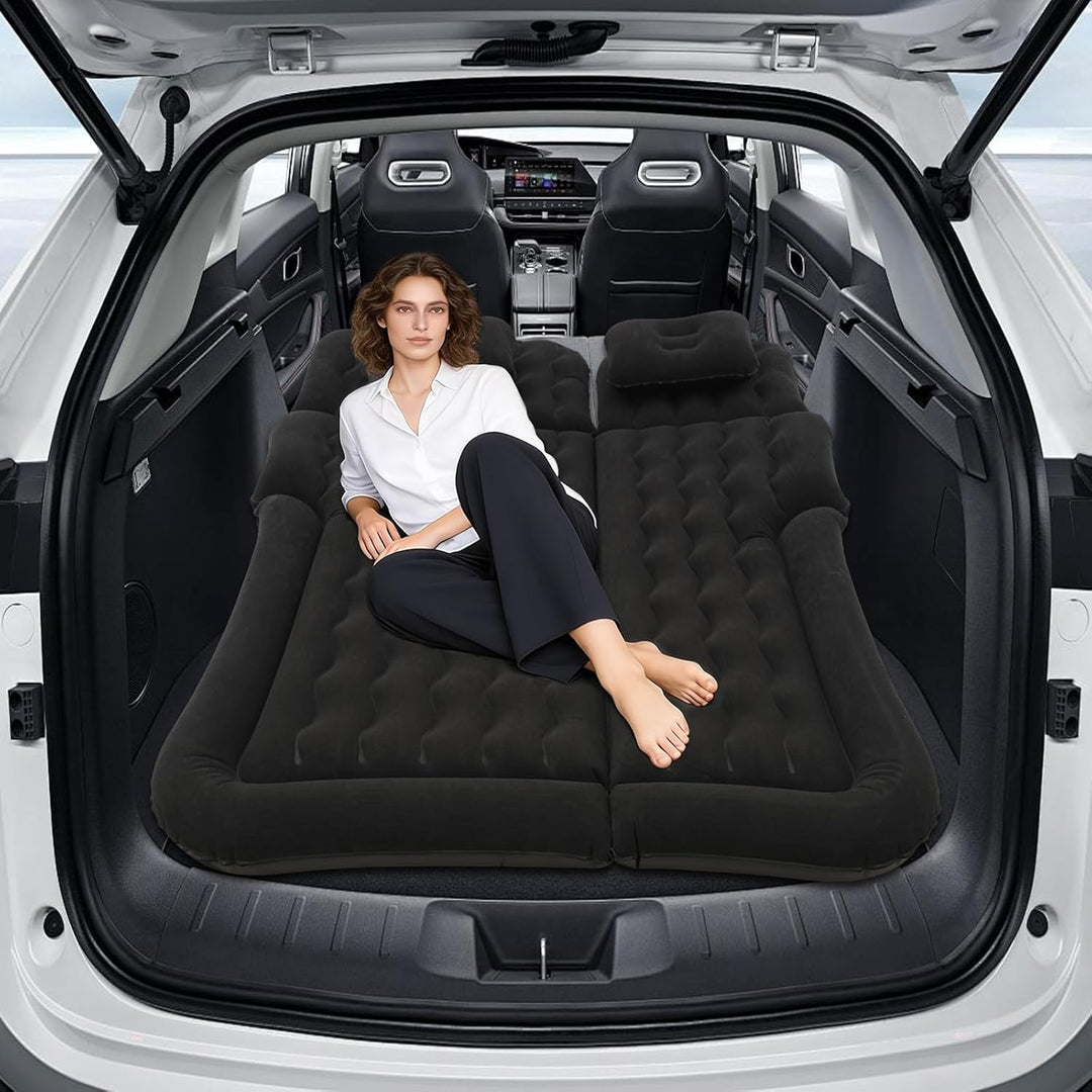 SUV Luftmatratze Selbstaufblasend mit Integrierter Pumpe, Tragbare Dickere Beflockung Autobett mit K