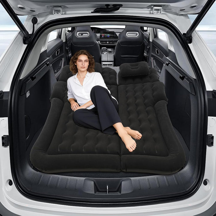 SUV Luftmatratze Selbstaufblasend mit Integrierter Pumpe, Tragbare Dickere Beflockung Autobett mit K