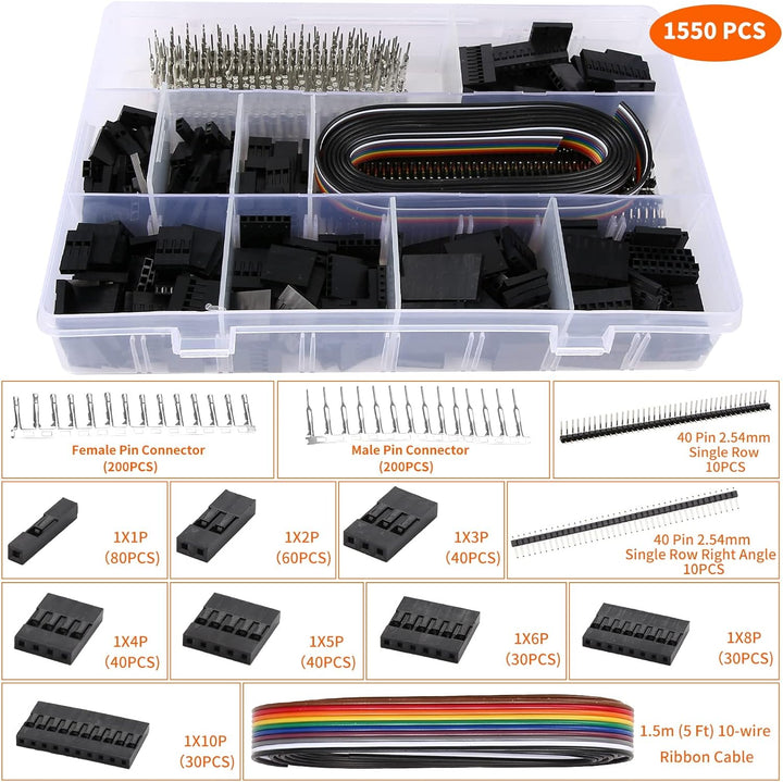 Crimpwerkzeug-Set, Dechengbao Dupont Ratschen-Crimpzangen-Set mit 1550 Stück 2,54 mm Anschlüssen und