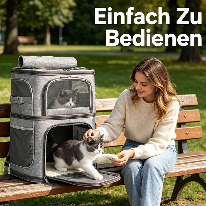Katzenrucksack Grosse Katzen, Hunderucksack mit 7 Belüftungsfenstern, Zusammenklappbar Katzentranspo