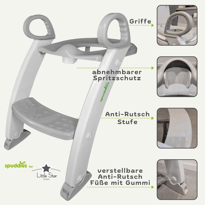 Spuddies Toilettenleiter, Kinder Toilettensitz mit Leiter, Toilettentrainer mit Treppe, klappbar, 1