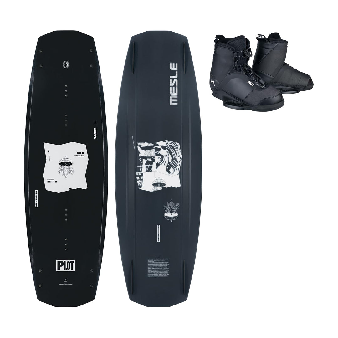 Mesle Wakeboard Set Pilot mit Maxx Bindung, Profi Wakeboard für Boot & Seilbahn 142.0 Zentimeter L,