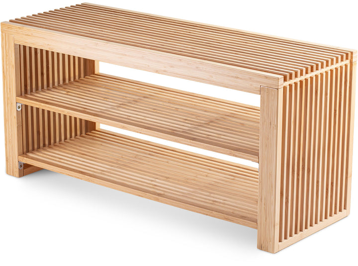 Bambus Schuhschrank - Schuhbank - Sitzbank mit Stauraum - Schuhregal Holz | BAM BOO BOX Schuhbank mi