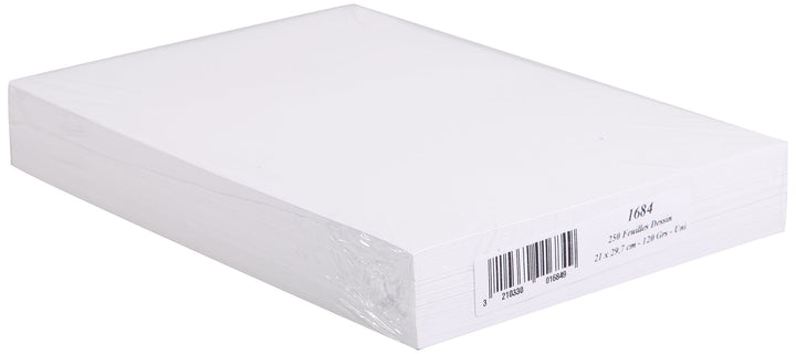 Clairefontaine 1684C - Packung mit 250 Bogen Skizzenpapier 120g, DIN A4, 21 x 29,7 cm, ideal für Kün