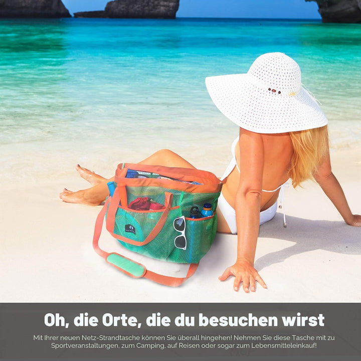 Red Suricata Ra-rso-lamebeba1 Netz-Strandtasche Türkis/Orange, Türkis/Orange