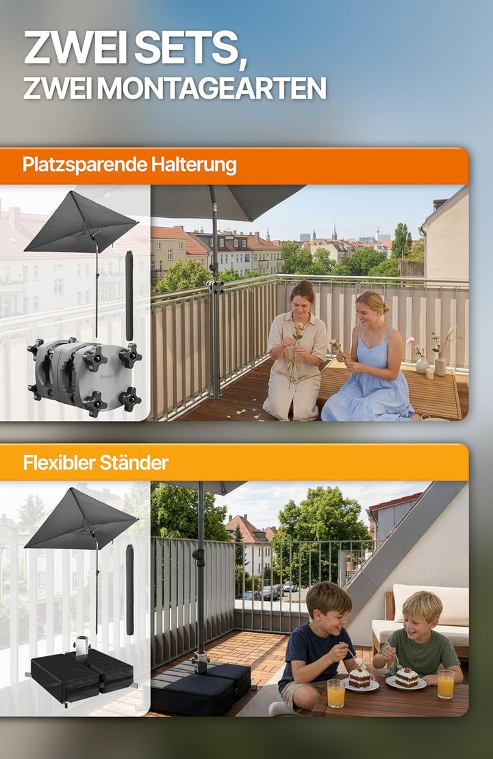 4smile SunnyShade Balkonschirm Rechteckig 210x140 cm, Sonnenschutz Balkon mit UV 50+, Sonnenschirm B