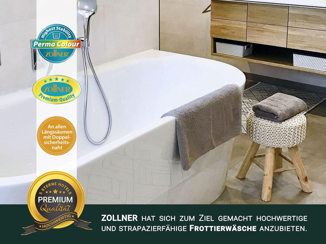 ZOLLNER 3er Set Duschtücher in 70x140 cm - besonders weiche und saugstarke Handtücher in braun - mit