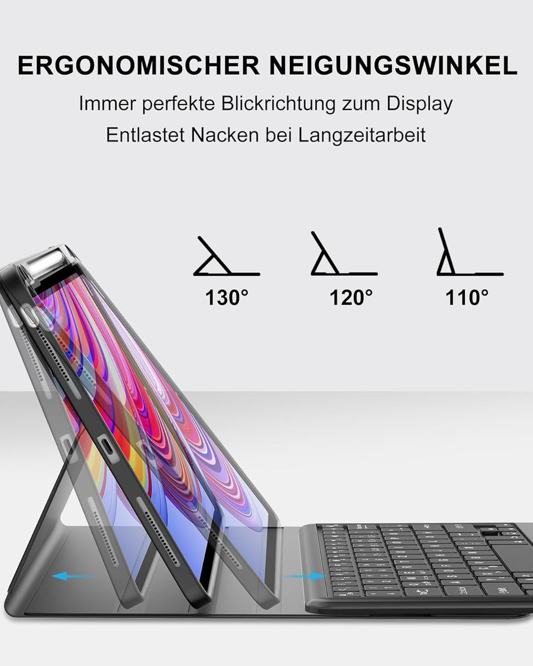 Tastatur Case für Redmi Pad Pro 12,1" 2024 & Poco Pad 12,1" 2024, Abnehmbare Bluetooth Tastatur mit