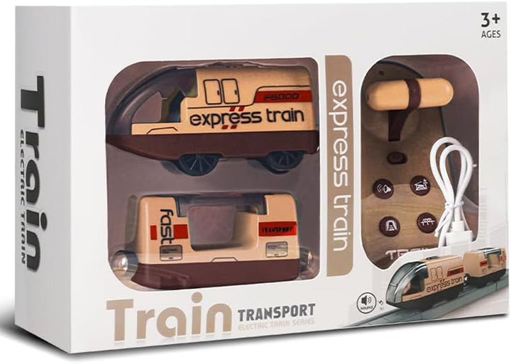 TOPLIVING Elektroeisenbahn für Holzschienen, ferngesteuerte Spielzeugeisenbahn, Motorisierte Eisenba
