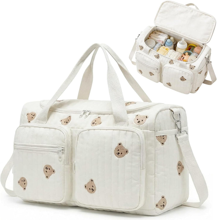 Aucuu Wickeltasche, Babytasche Mama Tasche, Kliniktasche Geburt Stickerei, Gross Mommy Bag, Henkelta