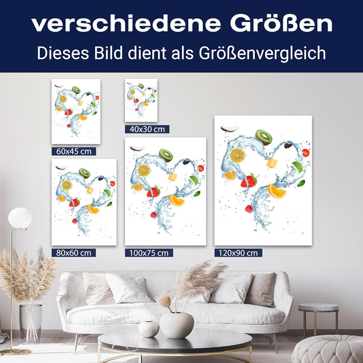 wandmotiv24 Obst & Gemüse als Leinwandbild, 60x45cm, Hochformat, Früchte & Wasser, Kiwi, Küche, Lebe