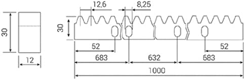 DOJA Industrial | Schiebetor Zahnstange | Modul 4 | 1 Stueck 1 Meter | Verzinkte Zahnschiene Kompati